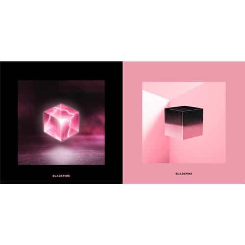 BLACKPINK SQUARE UP — dwie wersje okładki: BLACK ze świecącym różowym sześcianem na czarnym tle i PINK z czarno-różowym sześcianem na różowym tle